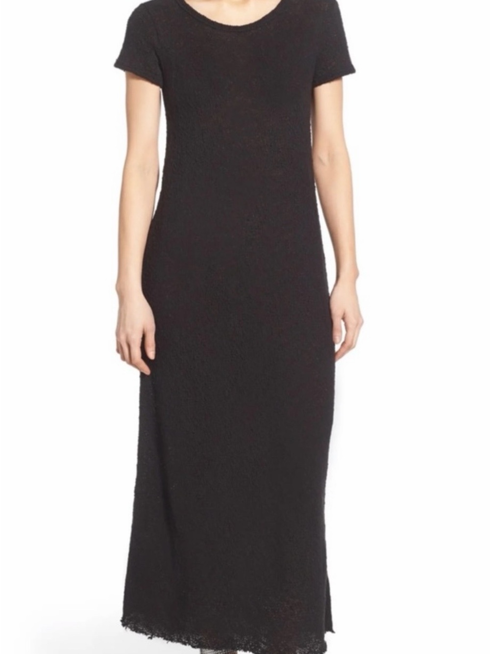 James Perse Classic Black Short-Sleeve Maxi  Jersey Dress